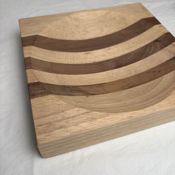 Ulu Chopping Bowl Board Medium Wood Stripe 8”x8” - Picture 15 of 16